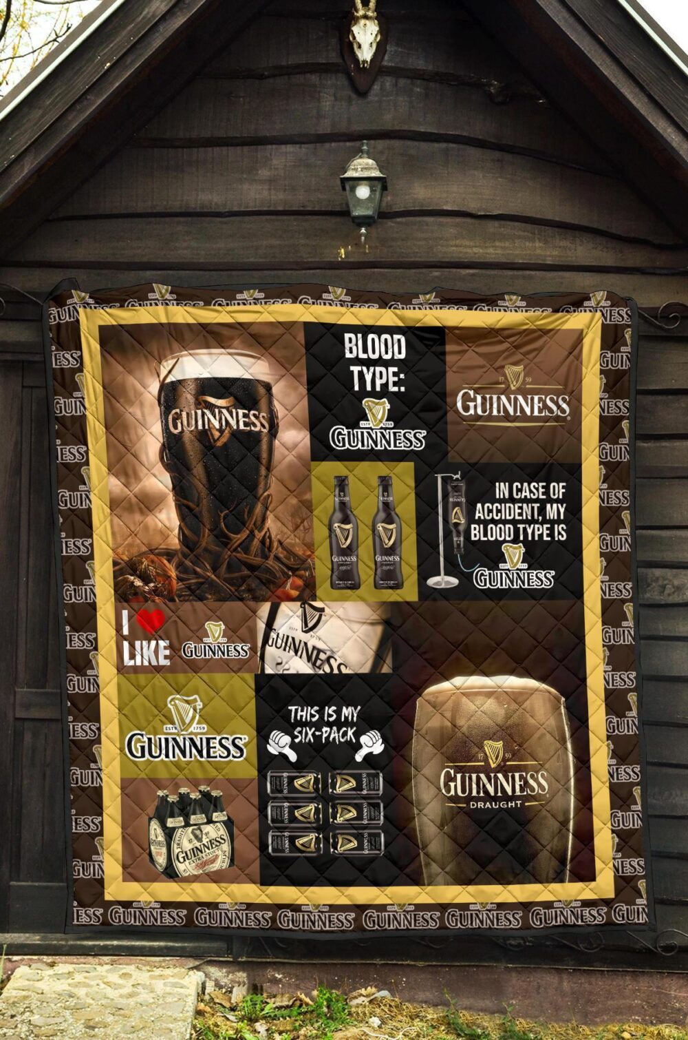 Guinness Quilt Blanket Funny Gift For Beer Lover