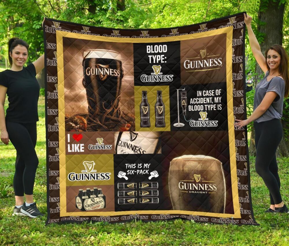 Guinness Quilt Blanket Funny Gift For Beer Lover