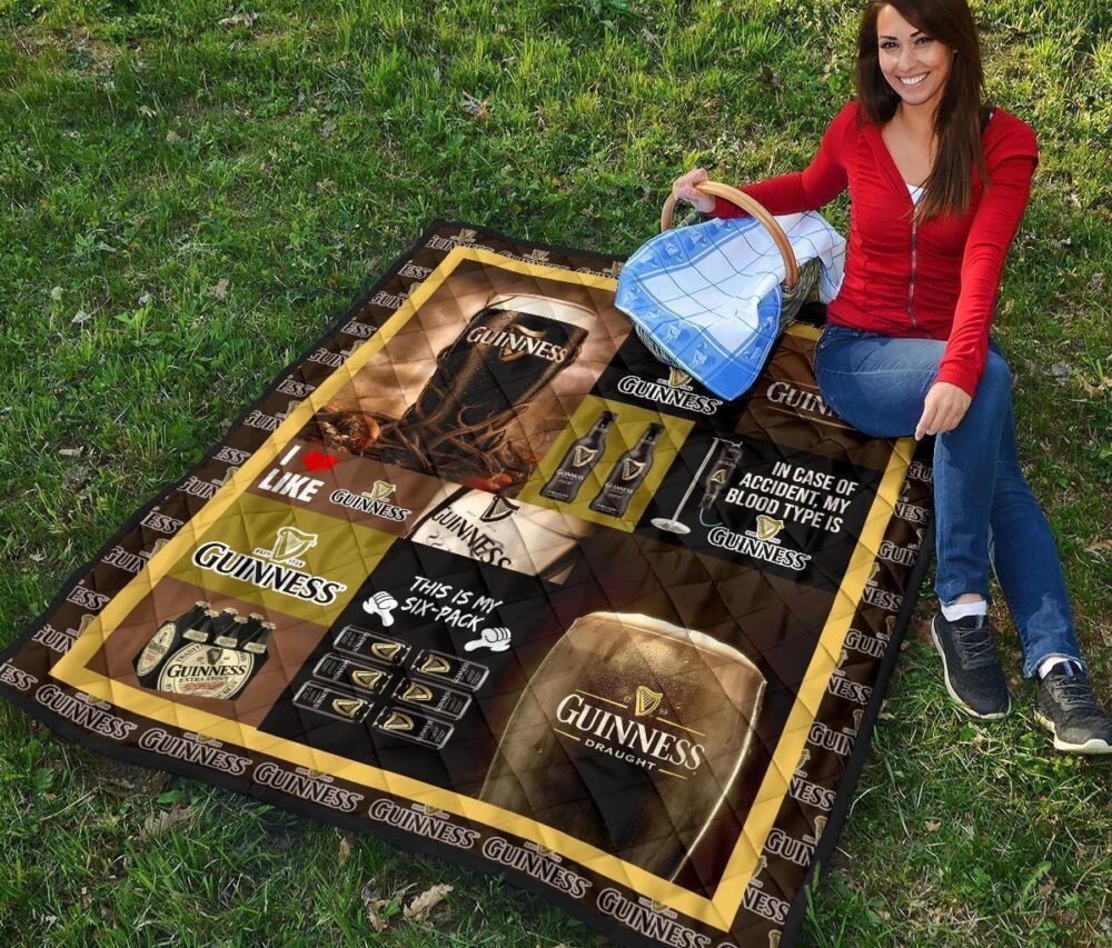 Guinness Quilt Blanket Funny Gift For Beer Lover