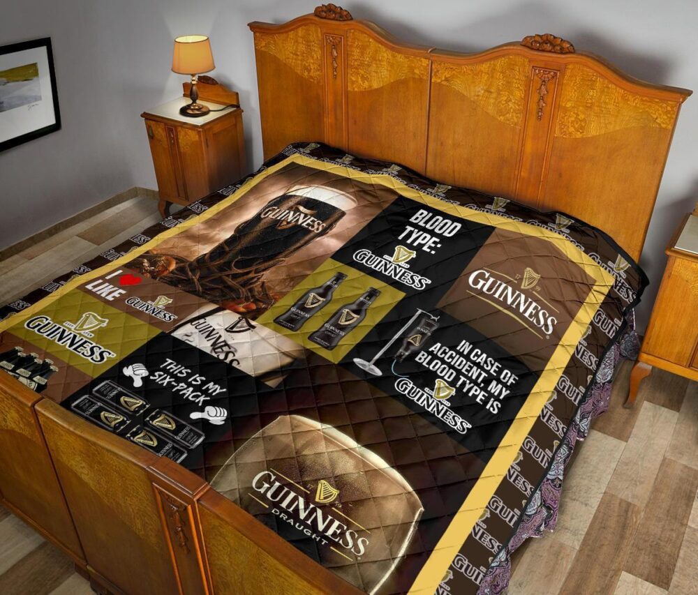 Guinness Quilt Blanket Funny Gift For Beer Lover