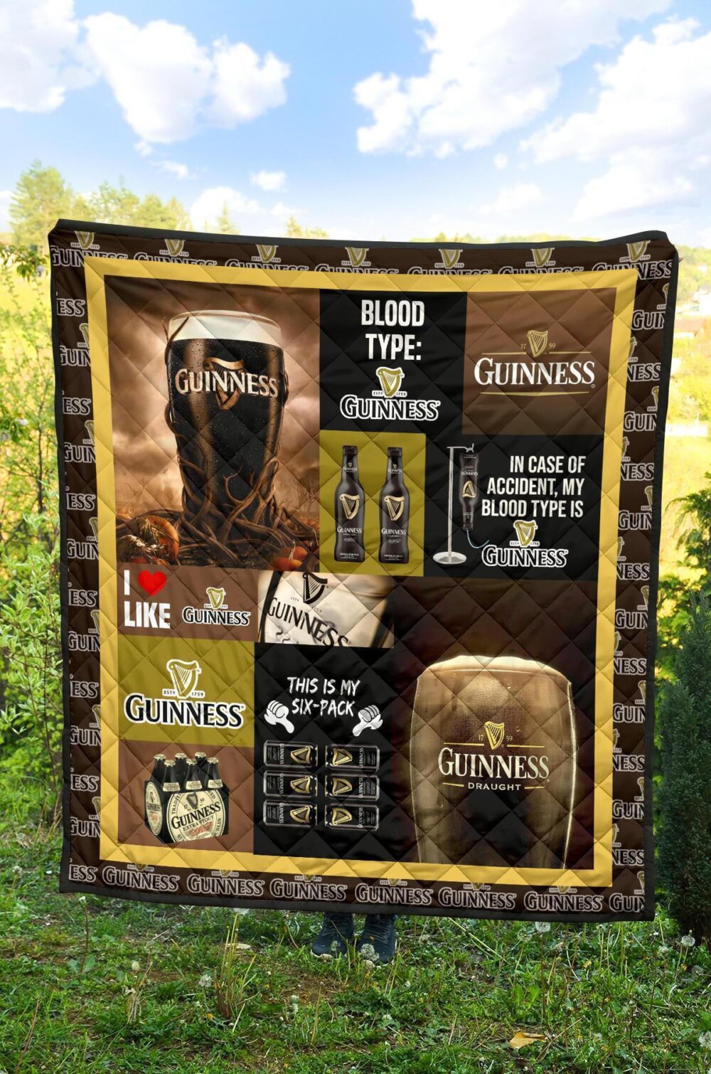 Guinness Quilt Blanket Funny Gift For Beer Lover