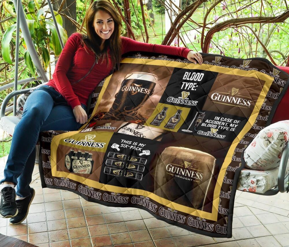 Guinness Quilt Blanket Funny Gift For Beer Lover