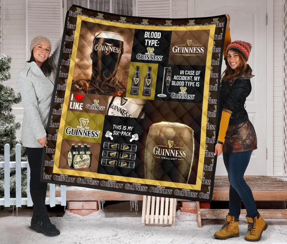 Guinness Quilt Blanket Funny Gift For Beer Lover