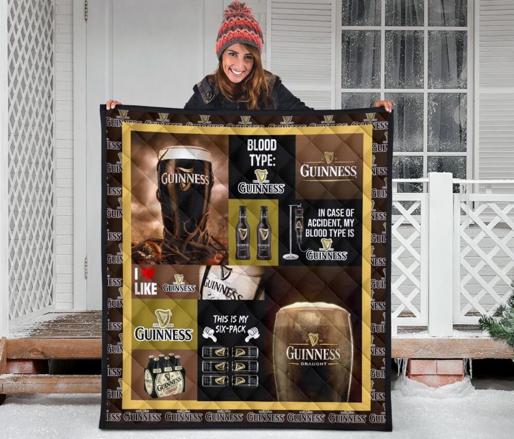 Guinness Quilt Blanket Funny Gift For Beer Lover