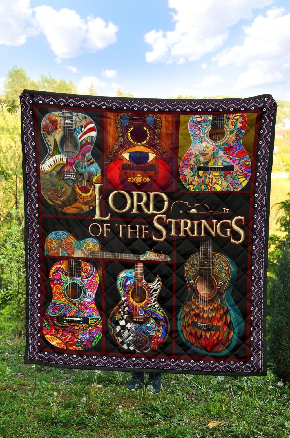 Guitar Lord Of The Strings Quilt Blanket Gift For Guitar Lover