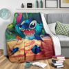 happy stitch fleece blanket playing funny fan gift fb008 o6kwt