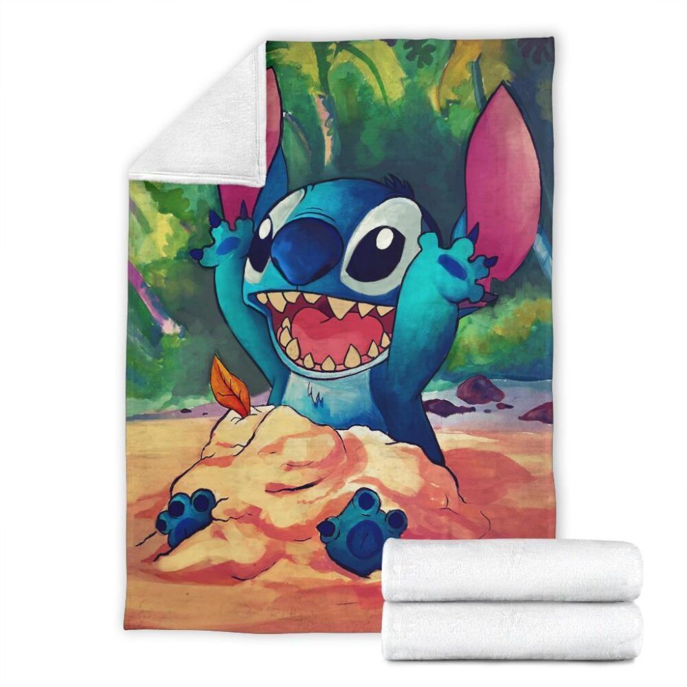 Happy Stitch Fleece Blanket Playing Funny Fan Gift FB008