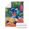 happy stitch fleece blanket playing funny fan gift fb008 yif1x