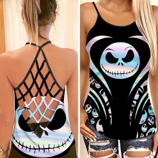 Hologram Jack Skellington Criss Cross Tank Top NBCCT28