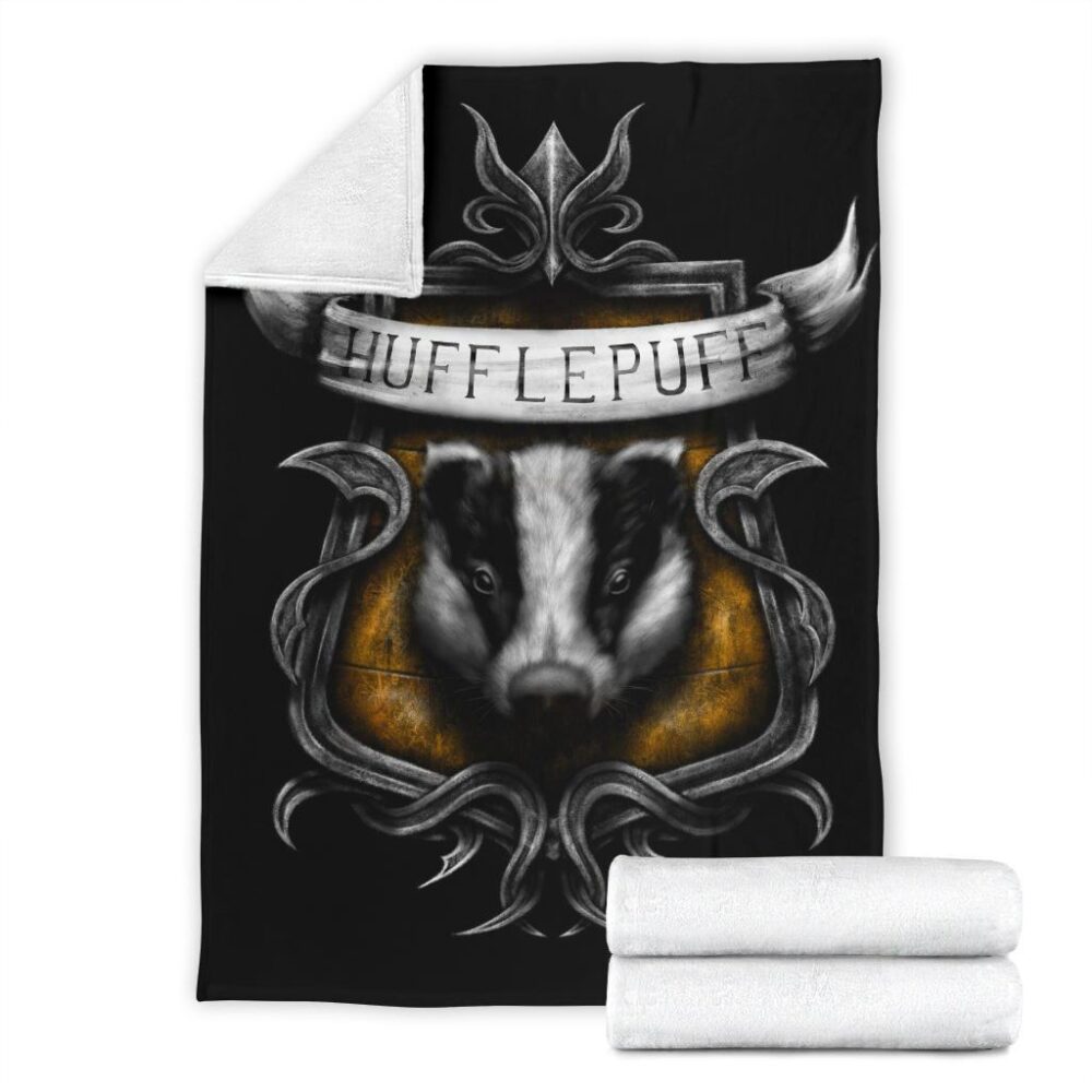 Hufflepuff Badge Fleece Blanket For Harry Potter Bedding Decor Gift