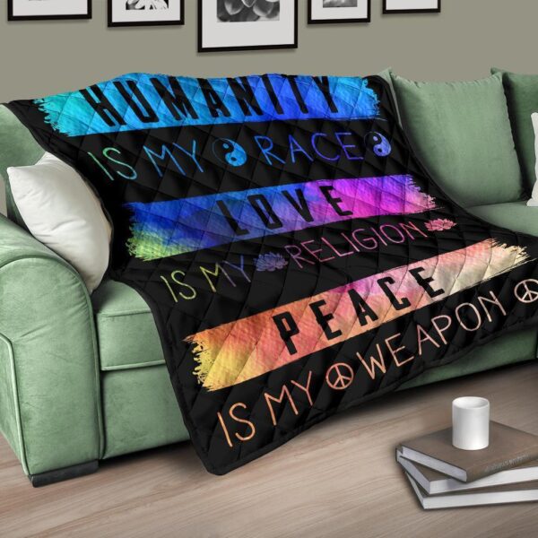 humanity is my race love and peace hippie quilt blanket gift idea e7tph