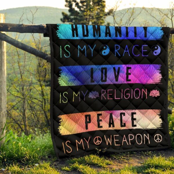 humanity is my race love and peace hippie quilt blanket gift idea v8aey