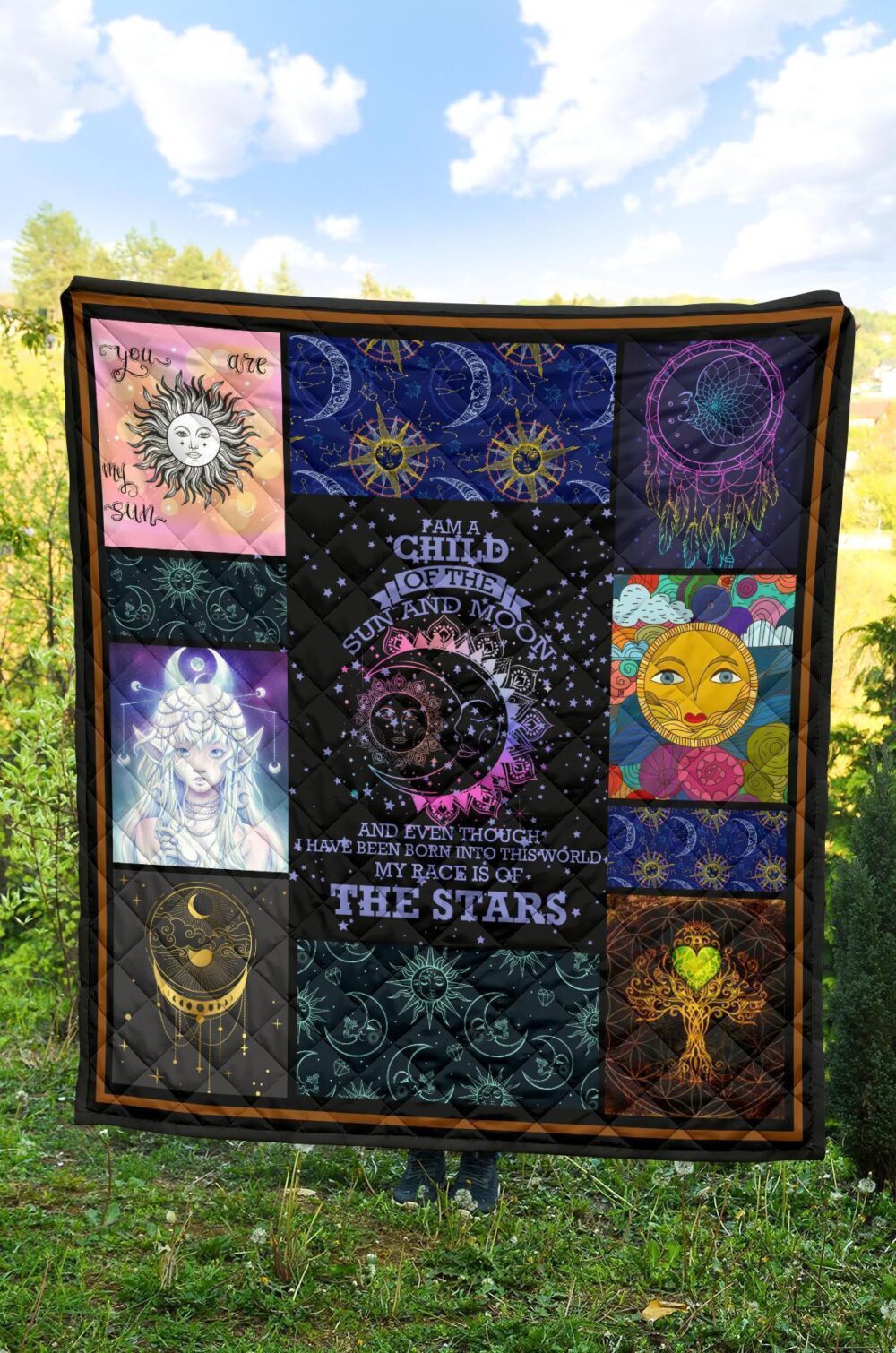 I Am A Child Of Sun And Moon Quilt Blanket Gift Idea