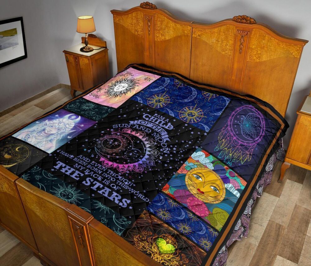 I Am A Child Of Sun And Moon Quilt Blanket Gift Idea