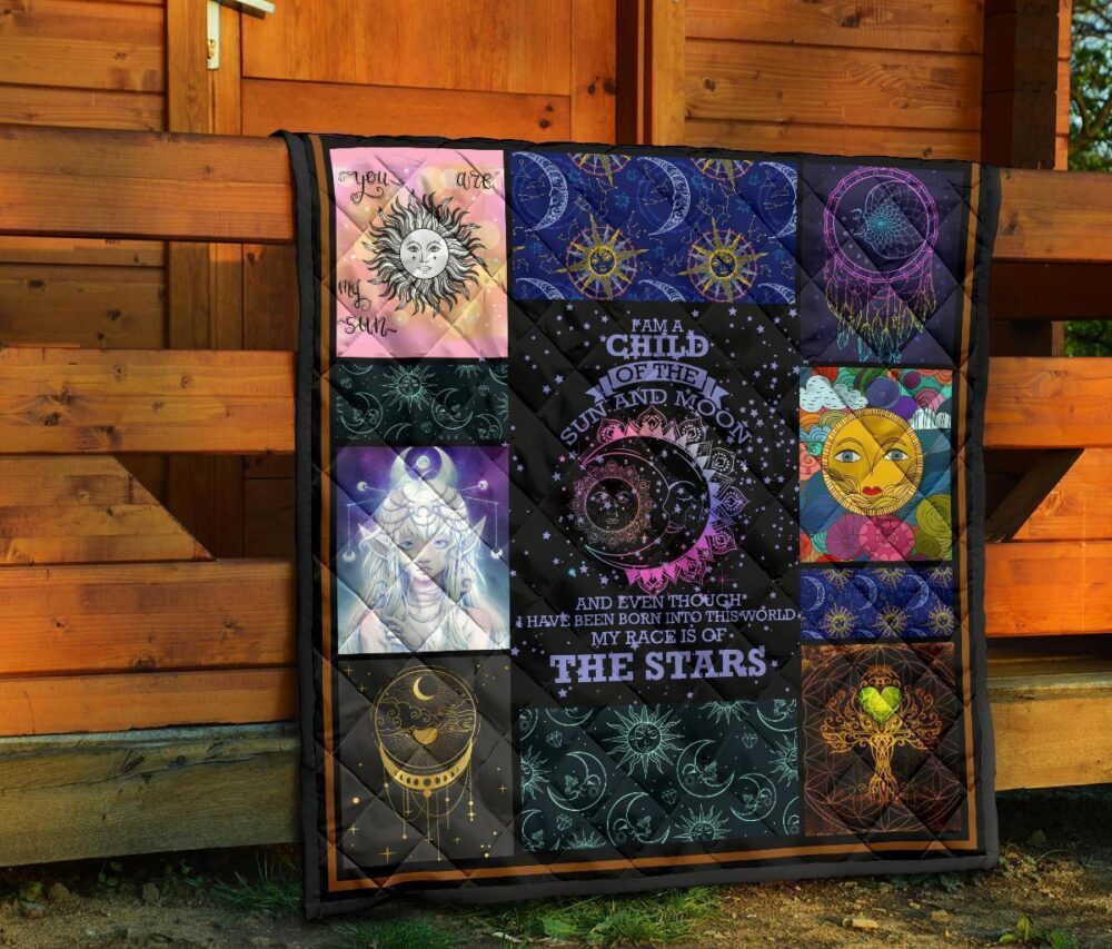 I Am A Child Of Sun And Moon Quilt Blanket Gift Idea