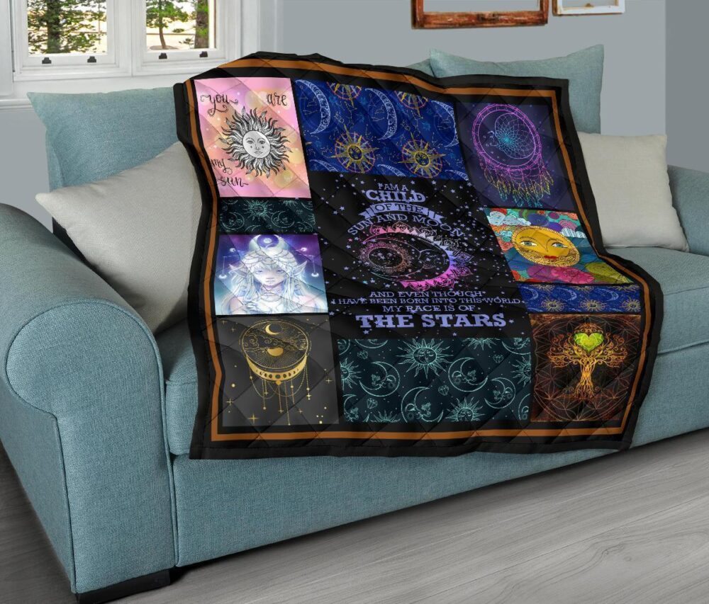 I Am A Child Of Sun And Moon Quilt Blanket Gift Idea