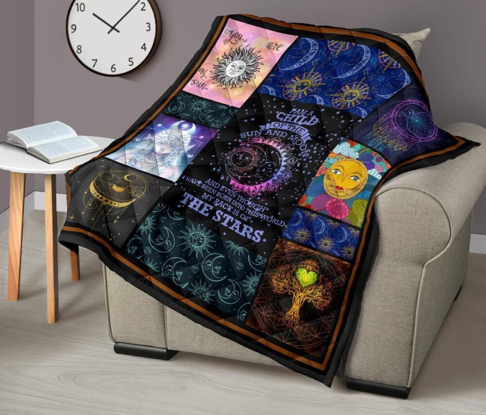 I Am A Child Of Sun And Moon Quilt Blanket Gift Idea