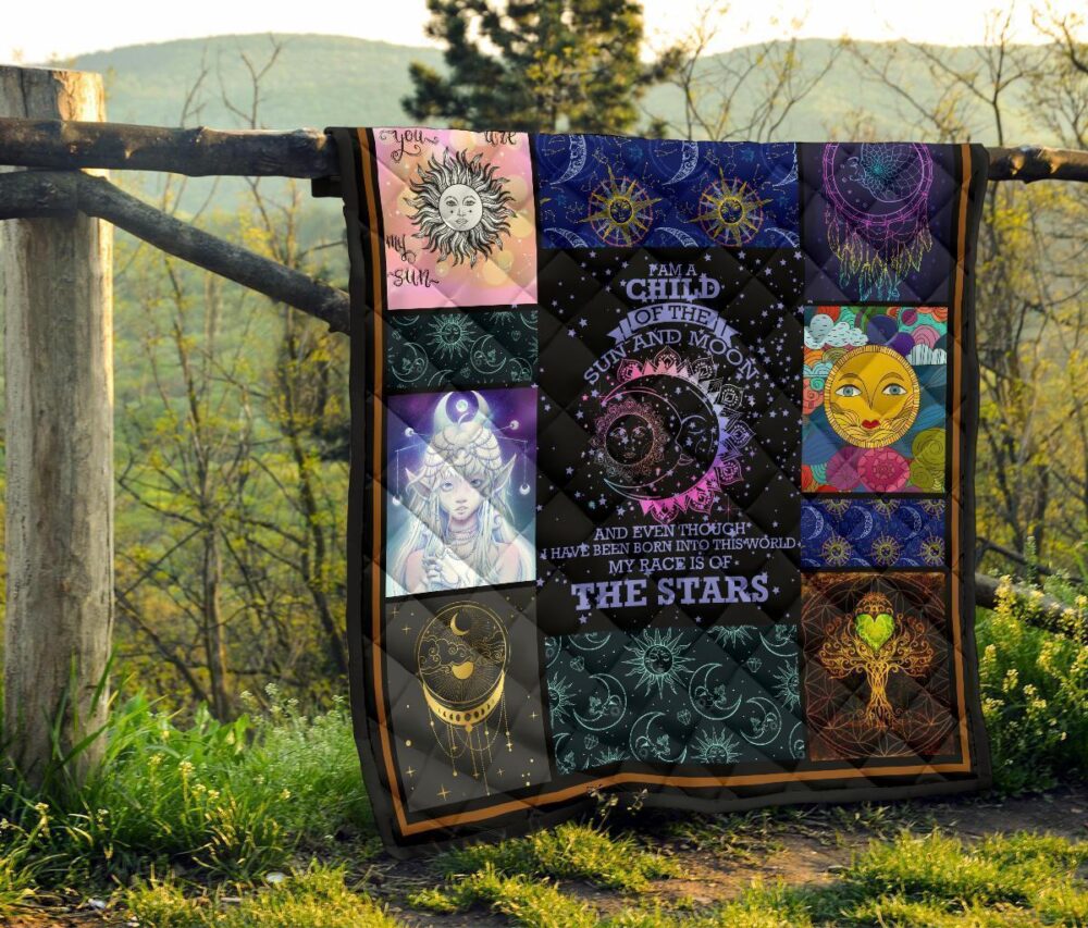 I Am A Child Of Sun And Moon Quilt Blanket Gift Idea