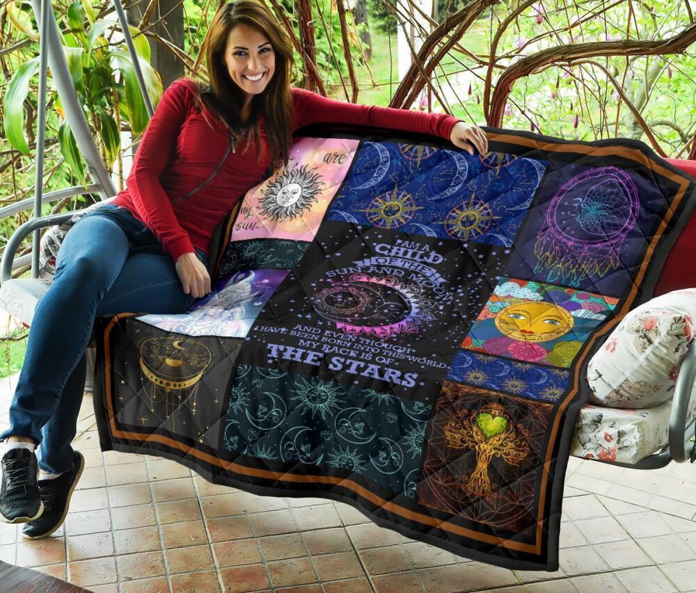 I Am A Child Of Sun And Moon Quilt Blanket Gift Idea