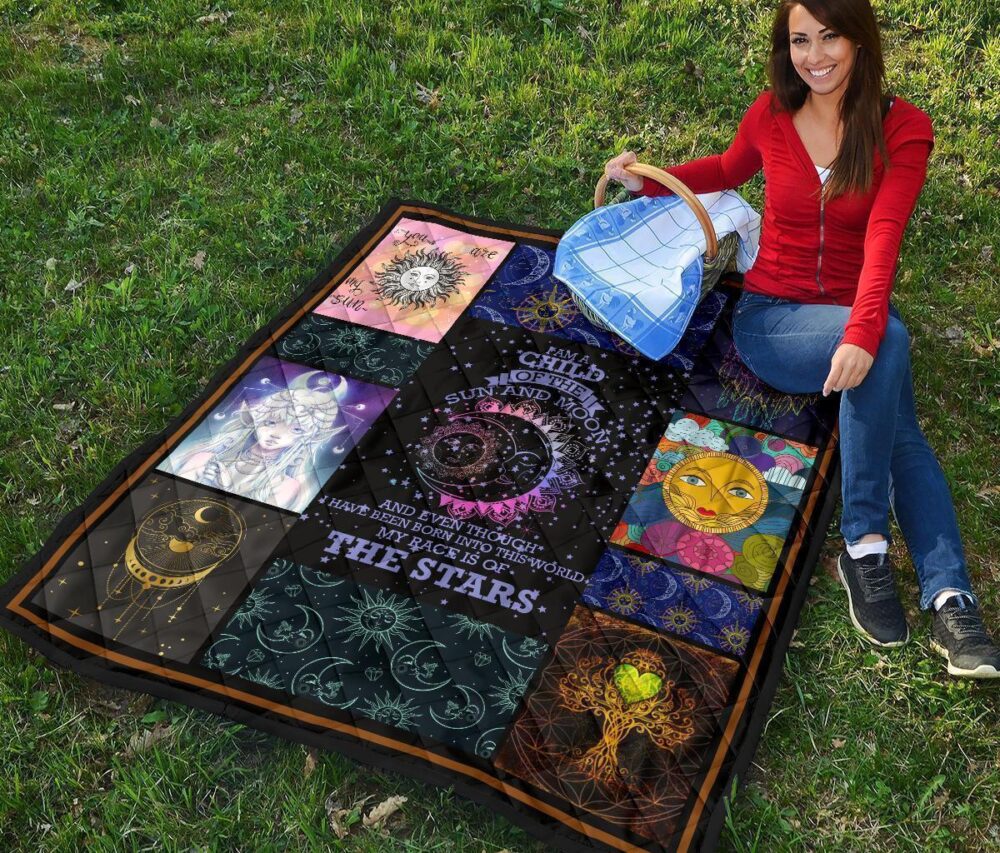 I Am A Child Of Sun And Moon Quilt Blanket Gift Idea