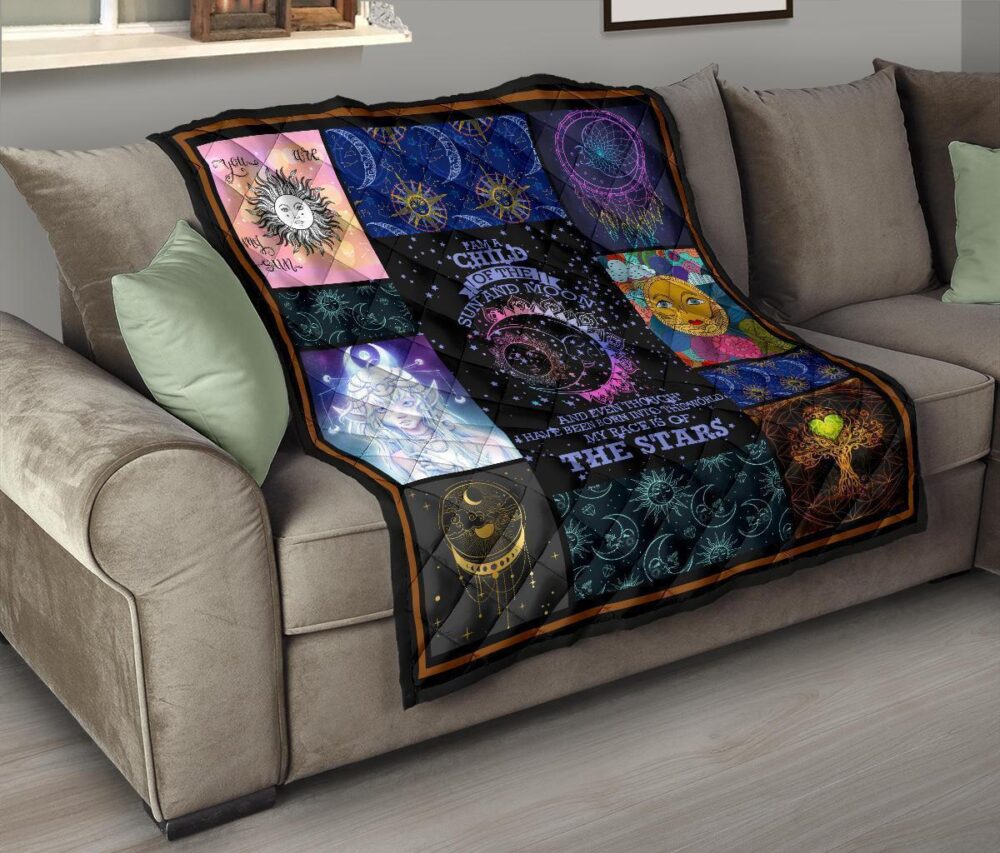 I Am A Child Of Sun And Moon Quilt Blanket Gift Idea