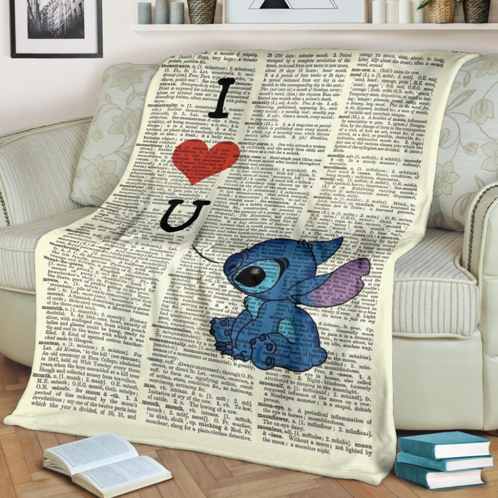 I Love You Stitch Fleece Blanket For Bedding Decor