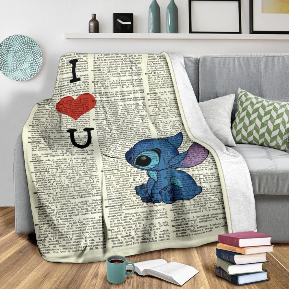 I Love You Stitch Fleece Blanket For Bedding Decor