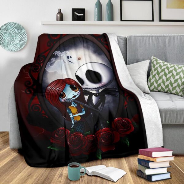 jack and sally fleece blanket couple in love gift idea onljc