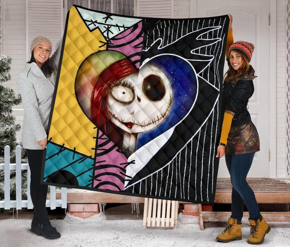 Jack & Sally Love Quilt Blanket Half Face Mixed Gift Idea