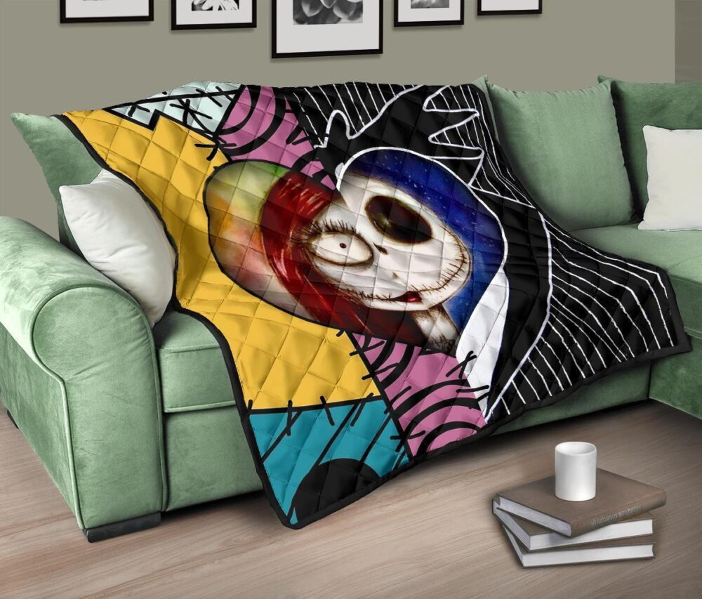 Jack & Sally Love Quilt Blanket Half Face Mixed Gift Idea