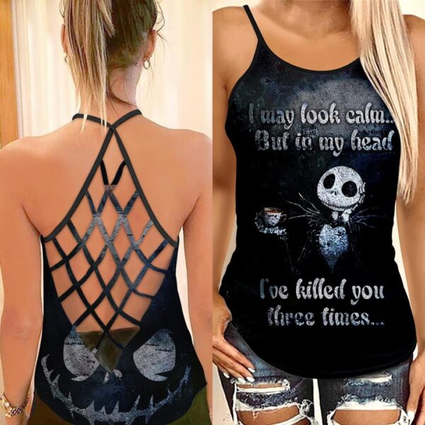 Jack Skellington – I May Look Calm Criss Cross Tank Top NBCCT07