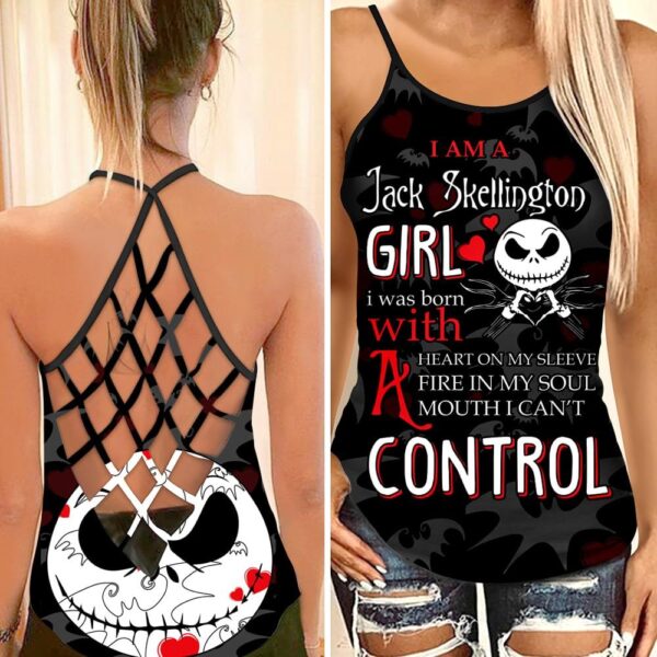 Jack Skellington Girl Can’t Control Criss Cross Tank Top NBCCT08