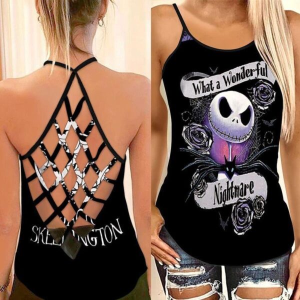 Jack Skellington Wonderful Nightmare Criss Cross Tank Top NBCCT43