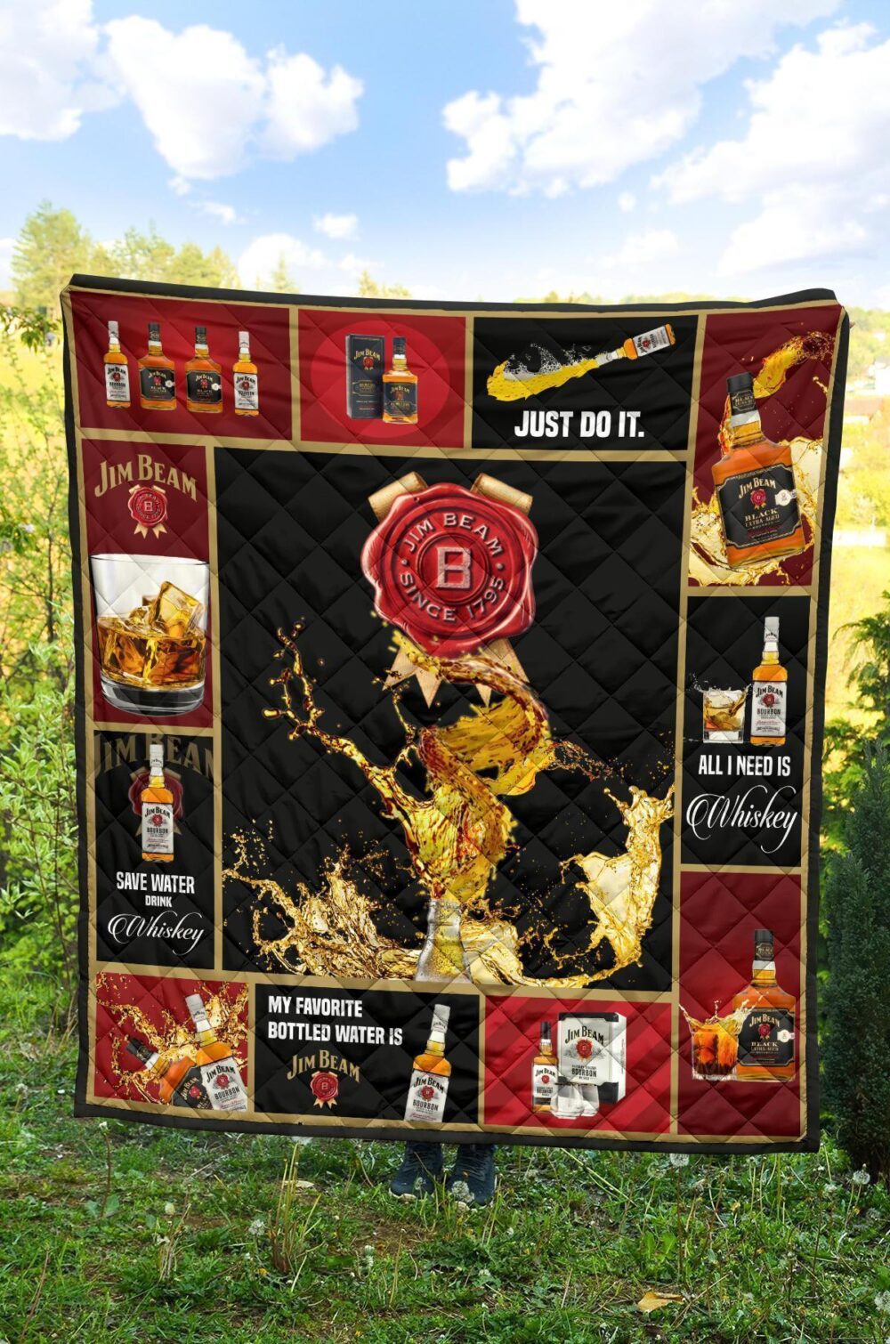 Jim Beam Quilt Blanket All I Need Is Whisky Gift Idea