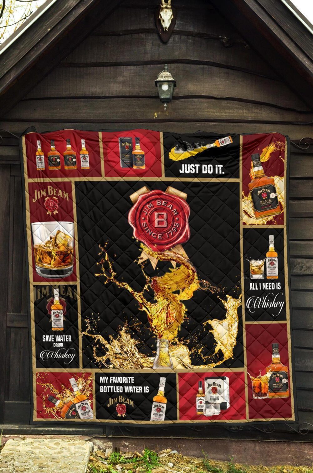 Jim Beam Quilt Blanket All I Need Is Whisky Gift Idea