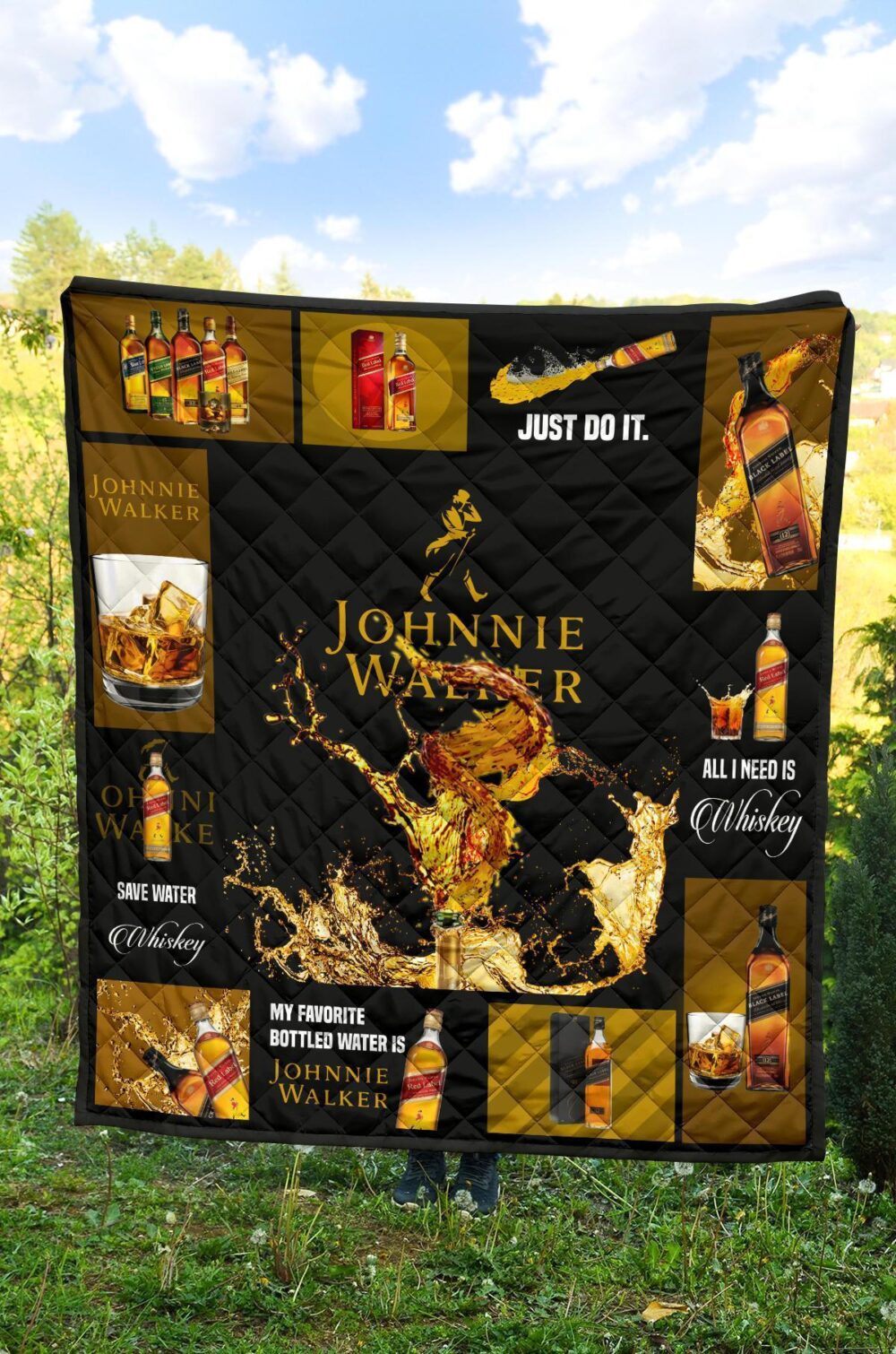 Johnnie Walker Quilt Blanket All I Need Is Whisky Gift Idea