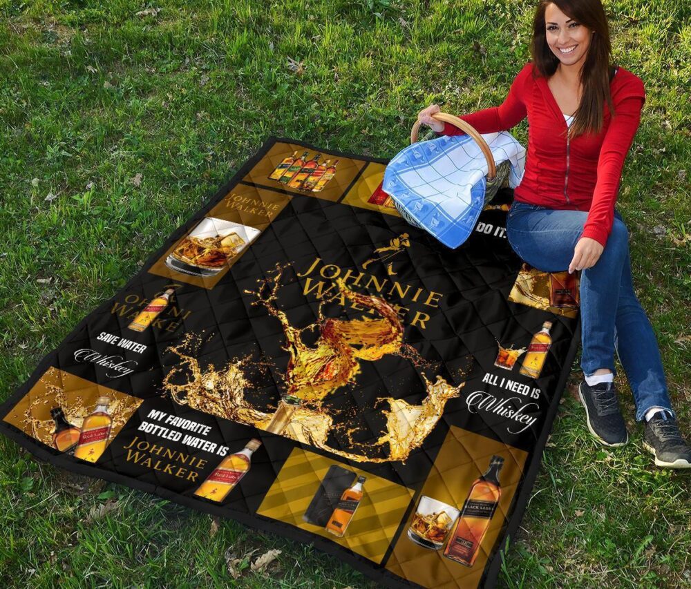 Johnnie Walker Quilt Blanket All I Need Is Whisky Gift Idea