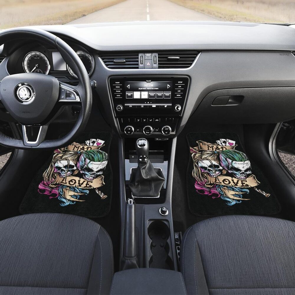 Joker and Harley Quinn Skull Car Floor Mats Movie Fan Gift