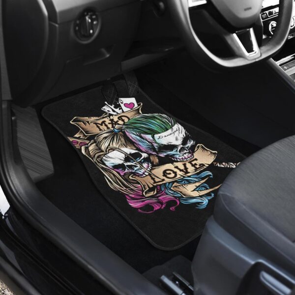 joker and harley quinn skull car floor mats movie fan gift wczvh