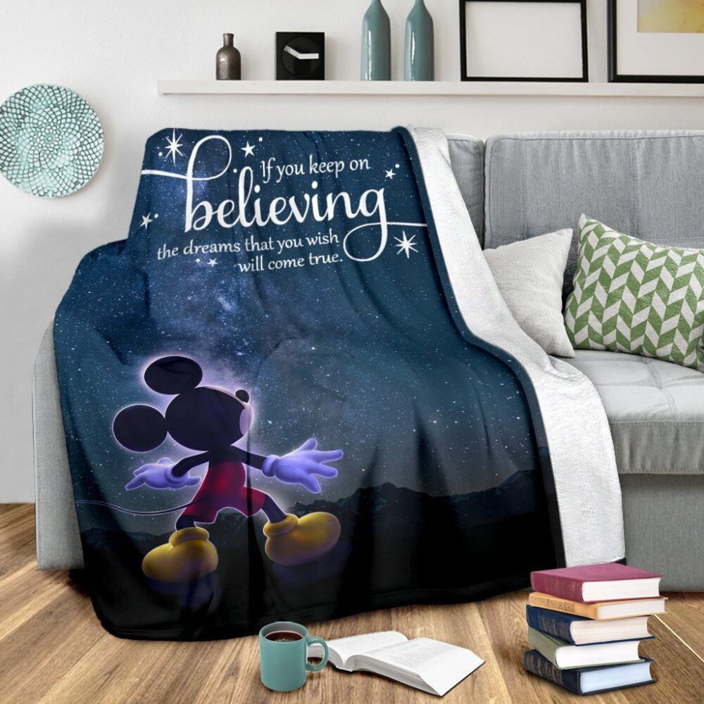 Keep On Believing Mickey Mouse Fleece Blanket