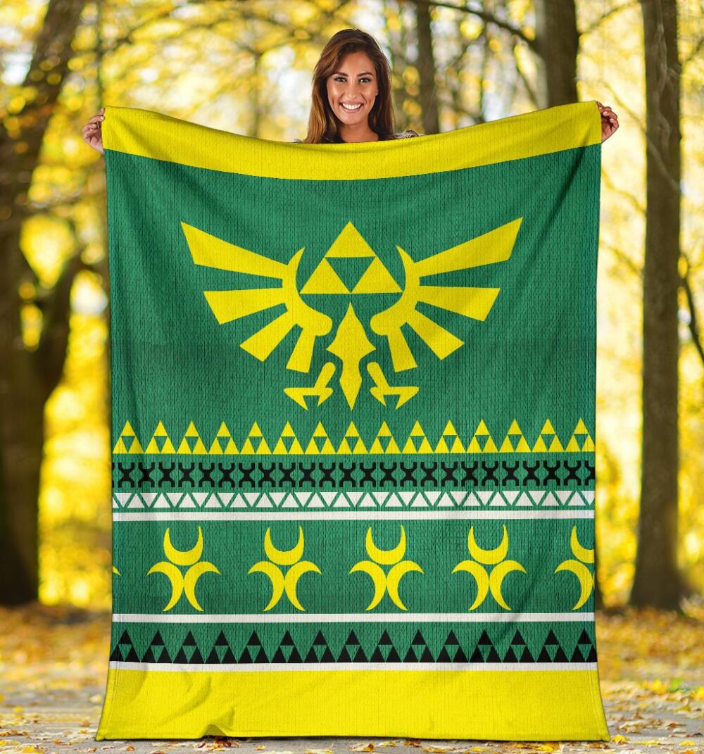 Legend Of Zelda Sign Green Ugly Christmas Custom Blanket Home Decor