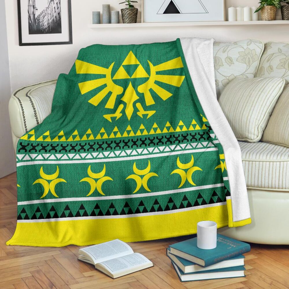 Legend Of Zelda Sign Green Ugly Christmas Custom Blanket Home Decor