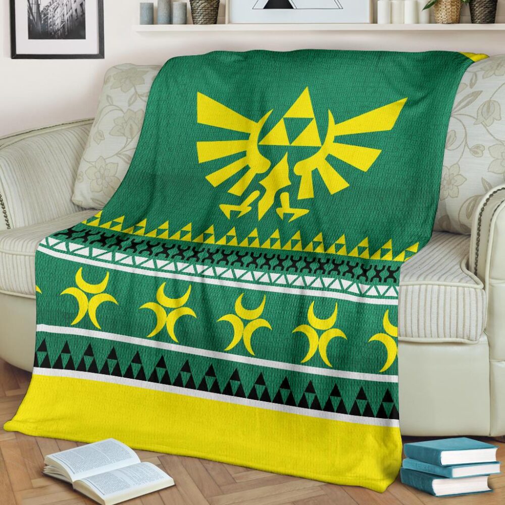 Legend Of Zelda Sign Green Ugly Christmas Custom Blanket Home Decor