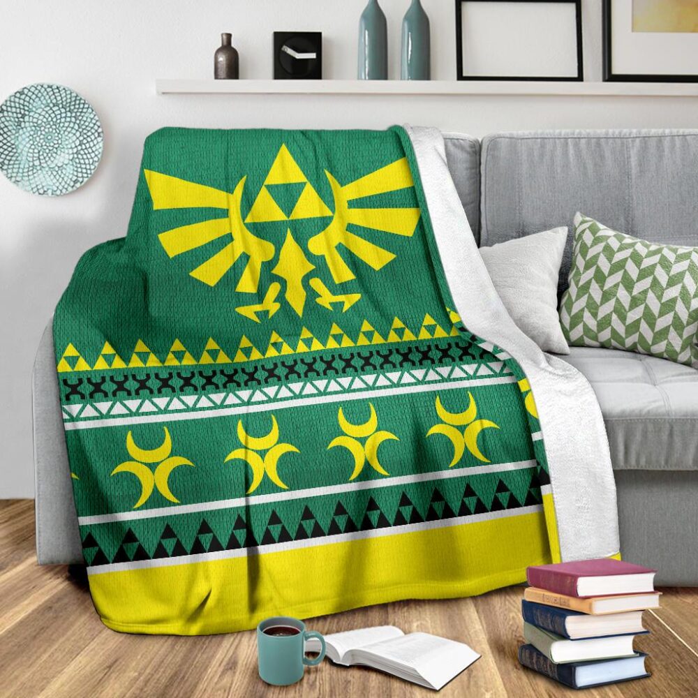 Legend Of Zelda Sign Green Ugly Christmas Custom Blanket Home Decor