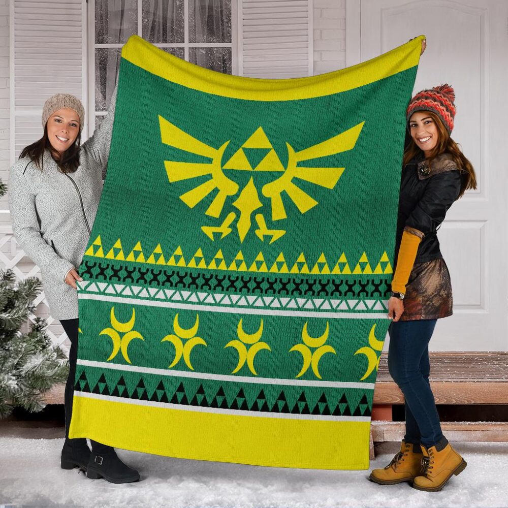 Legend Of Zelda Sign Green Ugly Christmas Custom Blanket Home Decor