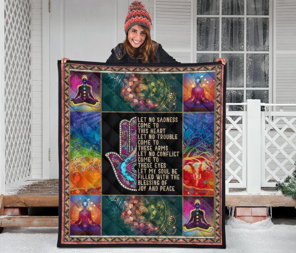 Let No Sadness Come To This Heart Yoga Quilt Blanket Gift Idea