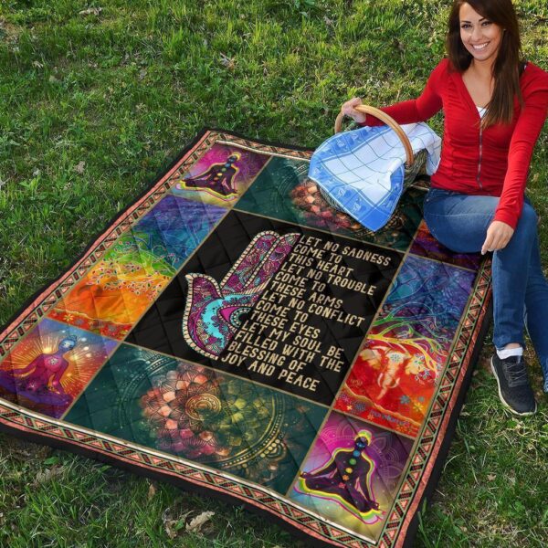 let no sadness come to this heart yoga quilt blanket gift idea gmnsz