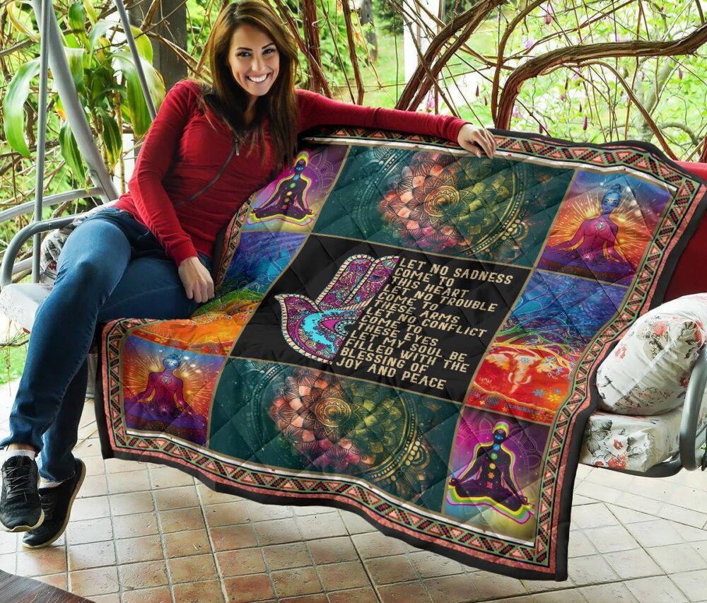 Let No Sadness Come To This Heart Yoga Quilt Blanket Gift Idea