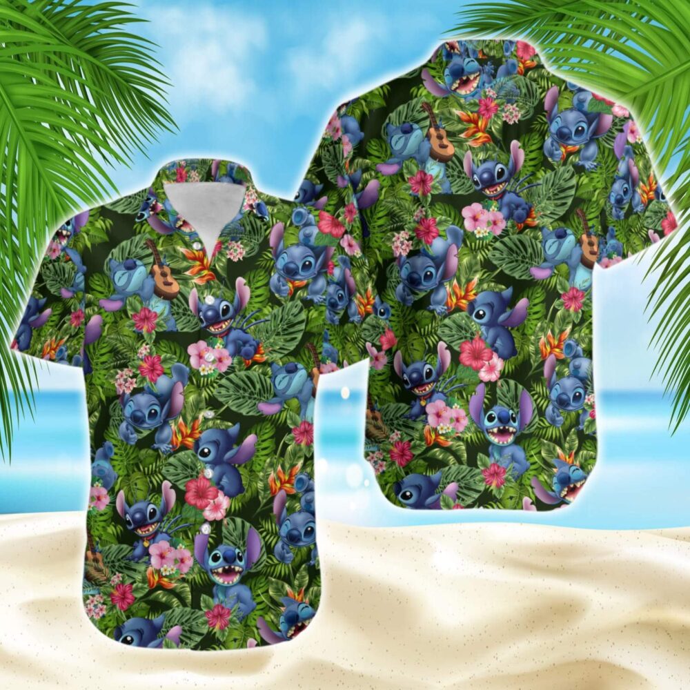 Lilo & Stitch Custom Tropical Custom Button Up Hawaiian Shirt