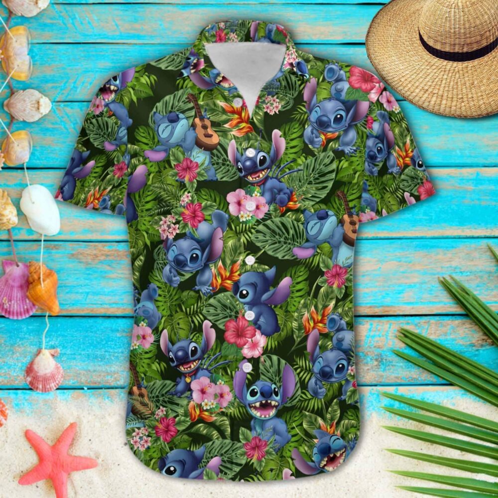 Lilo & Stitch Custom Tropical Custom Button Up Hawaiian Shirt